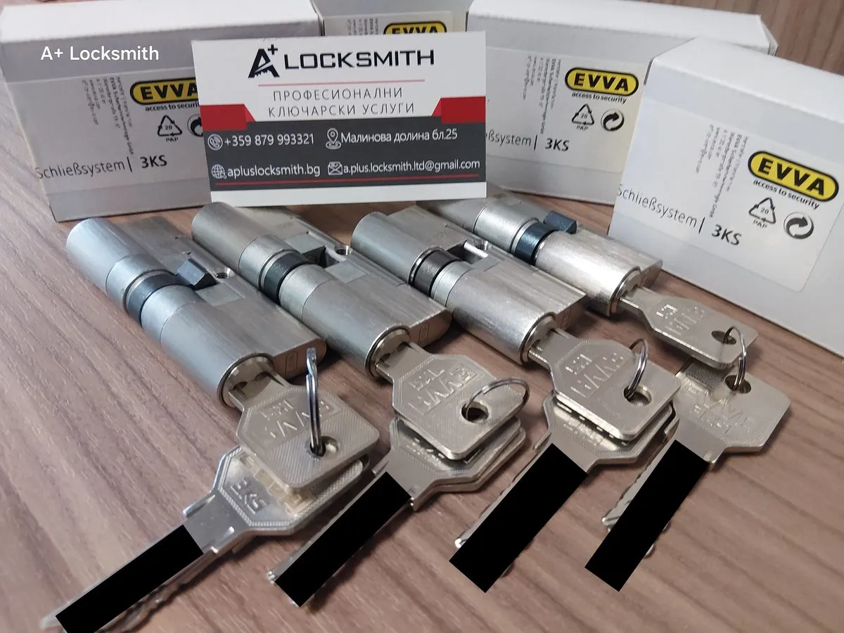 Патрони EVVA 3KS с ключове и визитка на А+